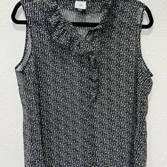 CAbi sing along Black and White Ruffled Blouse M - Picture 2 of 6